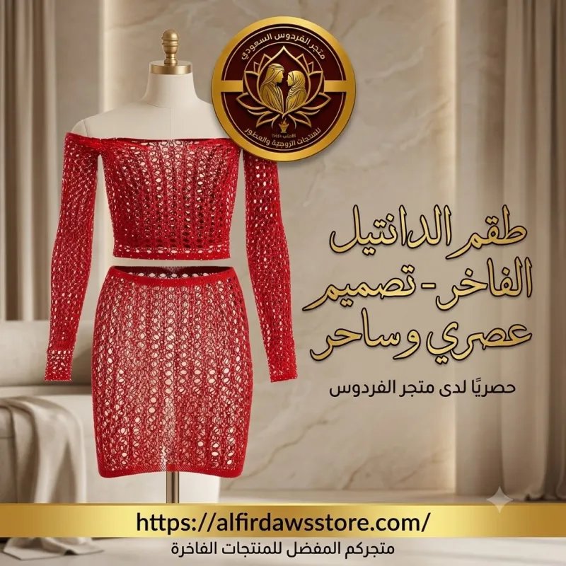 طقم لانجري مثير أحمر لامع | متجر الفردوس